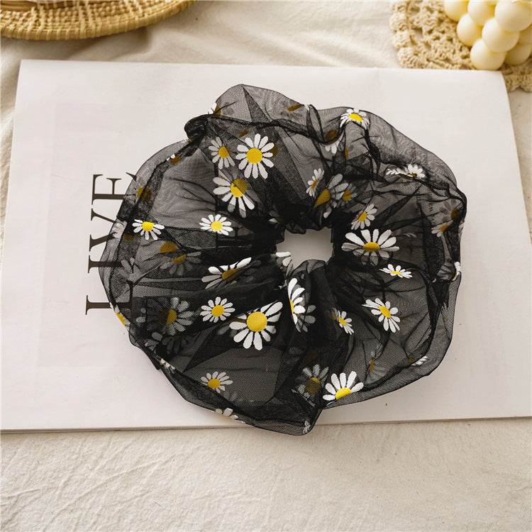 Wholesale12pcs Daisy Mesh Handmade Embroidered Organza Hair Scrunchies ACC-HS-SanTai018