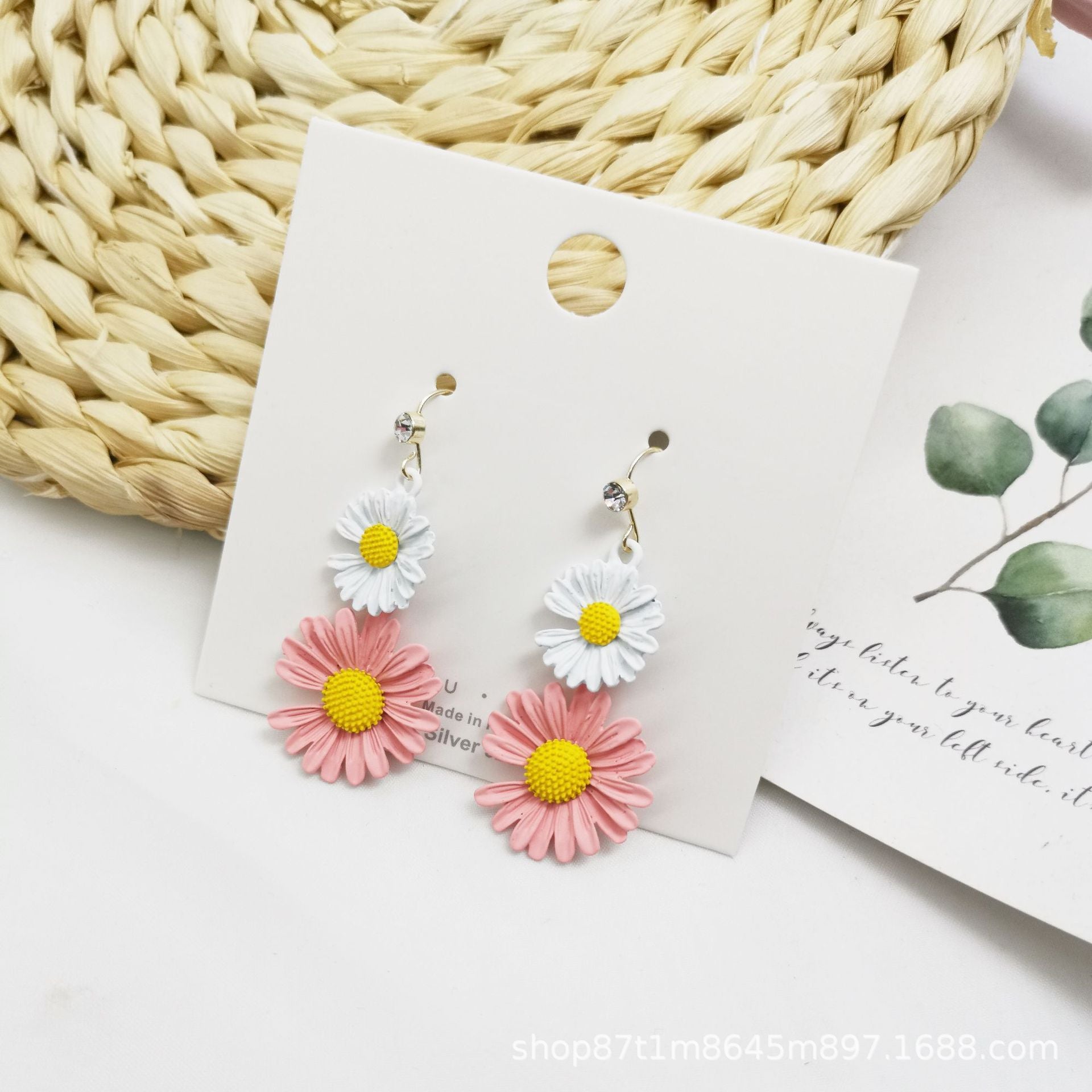 Wholesale Little Flower Earrings White Pastoral Style Party Wear Fashion Accessory