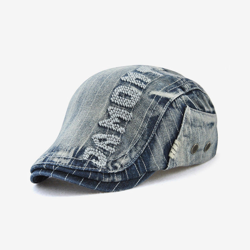 Wholesale Hats Adult Denim Beret Letters Embroidered Outdoor Sun Hat Berets ACC-HT-YangGuan008