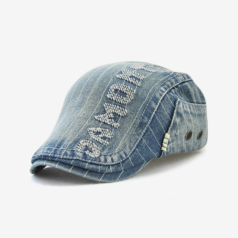 Wholesale Hats Adult Denim Beret Letters Embroidered Outdoor Sun Hat Berets ACC-HT-YangGuan008