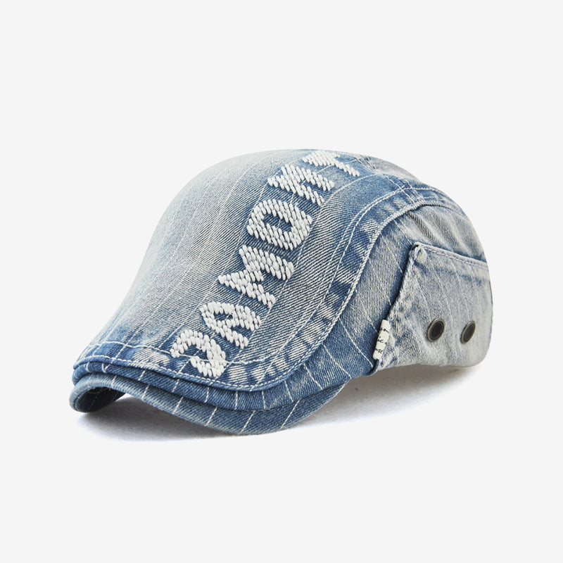 Wholesale Hats Adult Denim Beret Letters Embroidered Outdoor Sun Hat Berets ACC-HT-YangGuan008