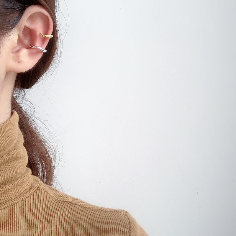 Wholesale S925 Sterling Silver Irregular Smooth Ear Clip ACC-ES-YWE002