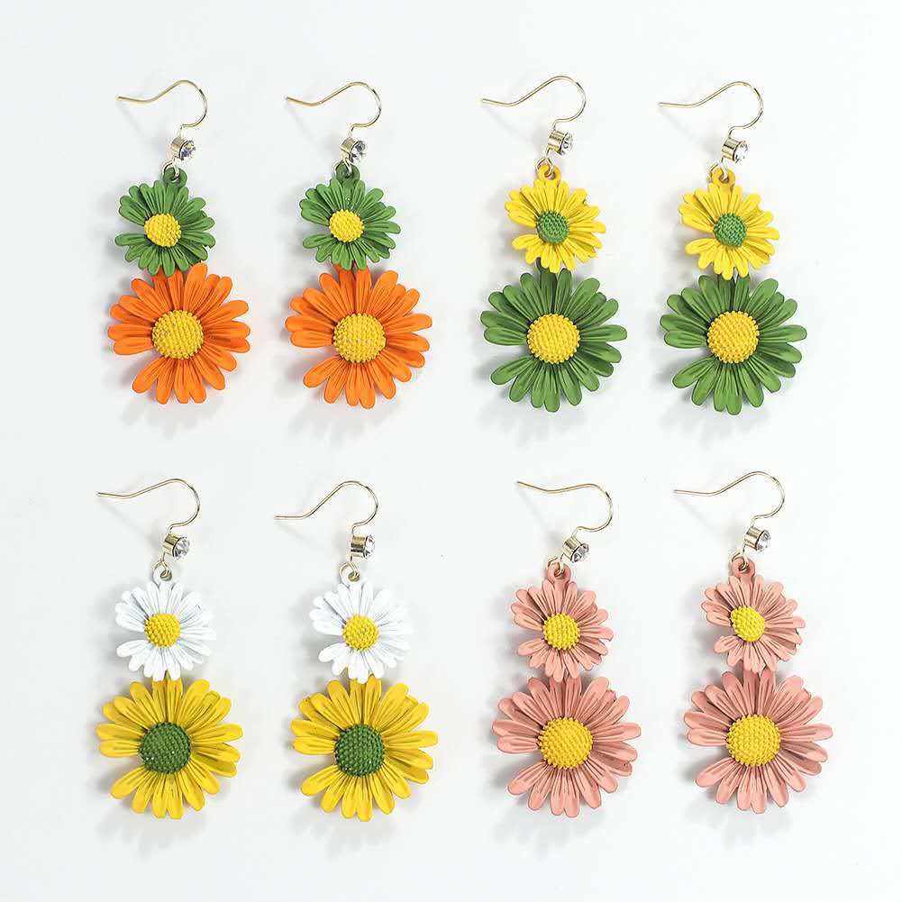 Wholesale Little Flower Earrings White Pastoral Style Party Wear Fashion Accessory