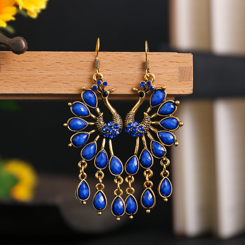 Wholesale Vintage Peacock Ethnic Style Hollow Earrings