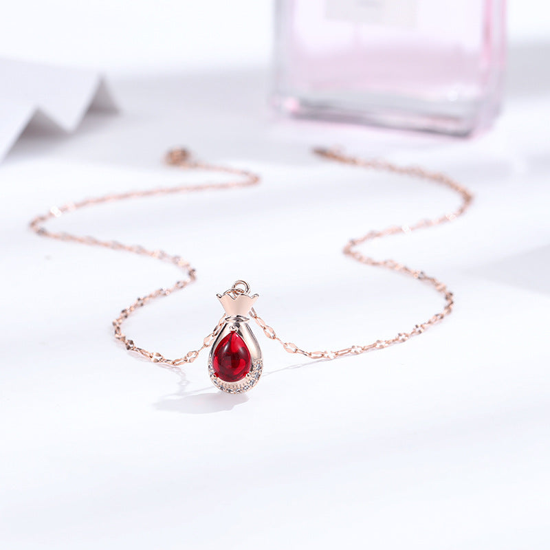 Wholesale Colorful Flower Lips Chain Titanium Steel Necklace 14k Gold Geometric Clavicle Chain Gold Choker Necklace ACC-NE-Ruon001