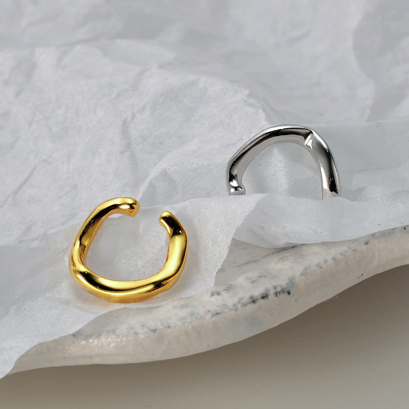 Wholesale S925 Sterling Silver Irregular Smooth Ear Clip ACC-ES-YWE002