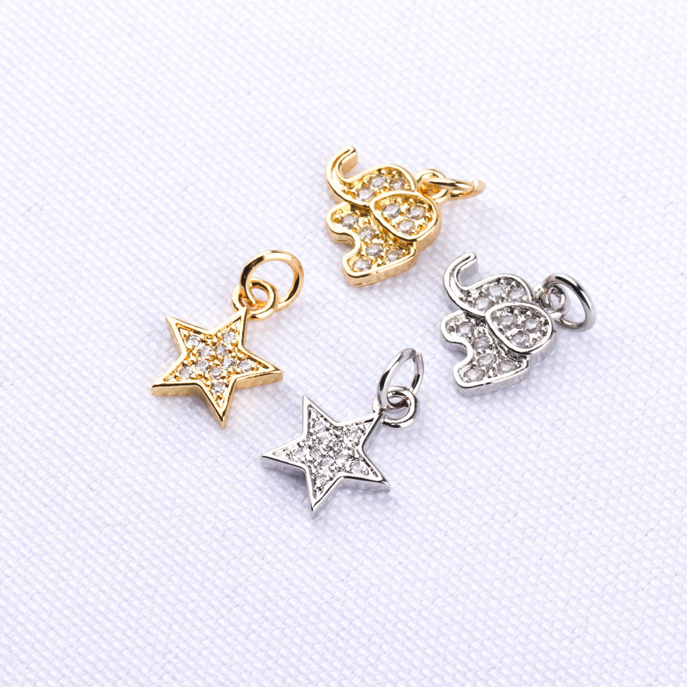 Wholesale Five-pointed star elephant zircon plated necklace