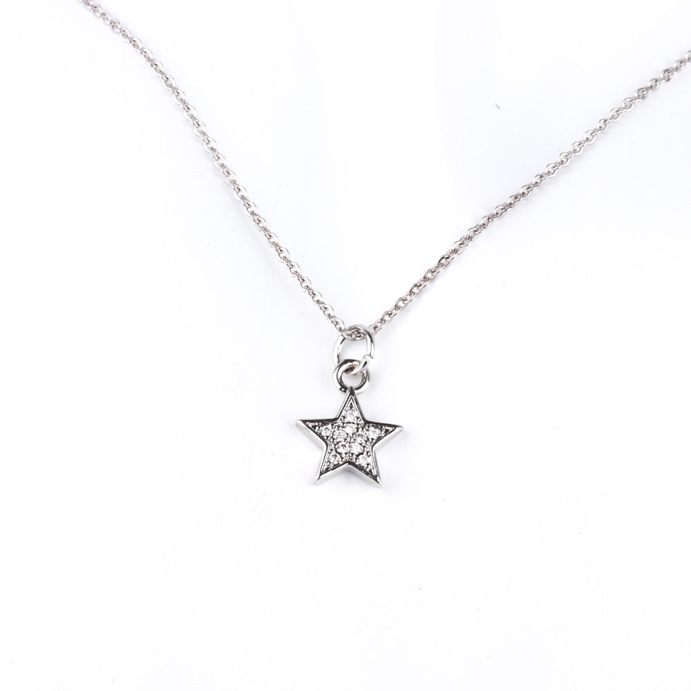 Wholesale Five-pointed star elephant zircon plated necklace