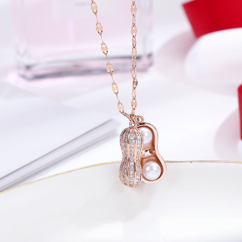 Wholesale Colorful Flower Lips Chain Titanium Steel Necklace 14k Gold Geometric Clavicle Chain Gold Choker Necklace ACC-NE-Ruon001