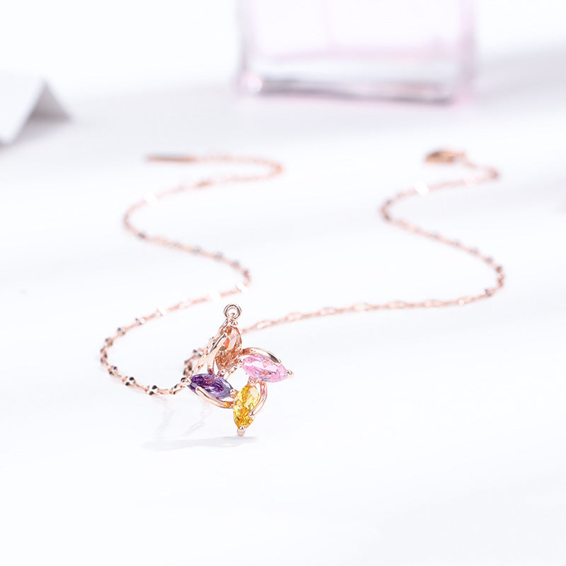 Wholesale Colorful Flower Lips Chain Titanium Steel Necklace 14k Gold Geometric Clavicle Chain Gold Choker Necklace ACC-NE-Ruon001