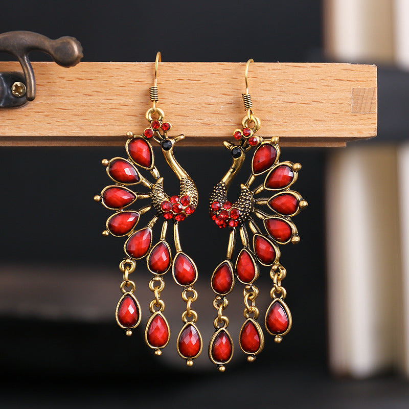 Wholesale Vintage Peacock Ethnic Style Hollow Earrings