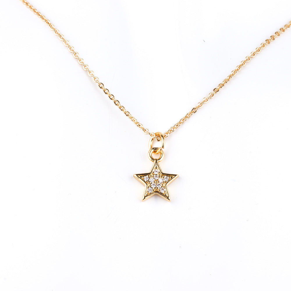 Wholesale Five-pointed star elephant zircon plated necklace