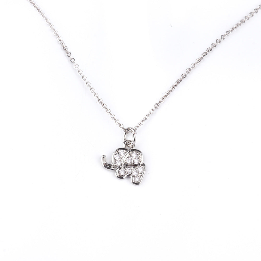 Wholesale Five-pointed star elephant zircon plated necklace