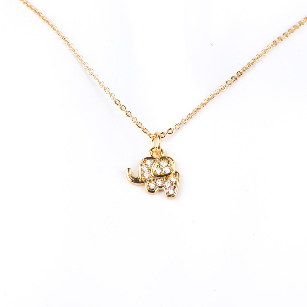 Wholesale Five-pointed star elephant zircon plated necklace