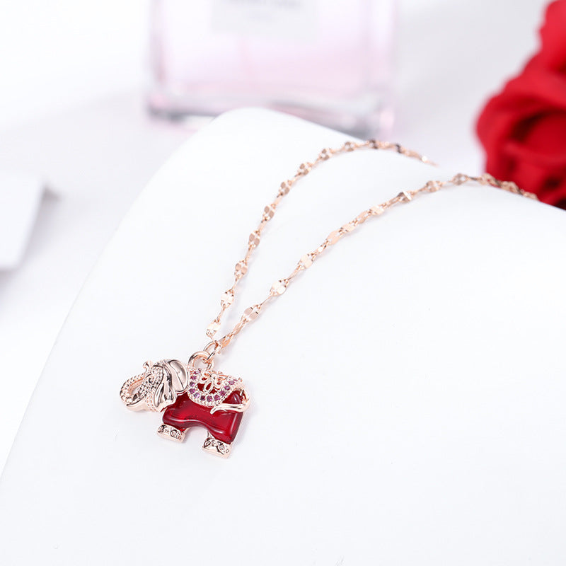 Wholesale Colorful Flower Lips Chain Titanium Steel Necklace 14k Gold Geometric Clavicle Chain Gold Choker Necklace ACC-NE-Ruon001