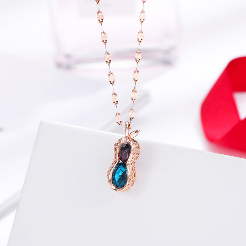 Wholesale Colorful Flower Lips Chain Titanium Steel Necklace 14k Gold Geometric Clavicle Chain Gold Choker Necklace ACC-NE-Ruon001