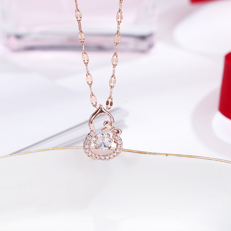 Wholesale Pendant with Diamond Rose Gold Lip Chain Titanium Steel Clavicle Chain Choker Necklace ACC-NE-Ruon002