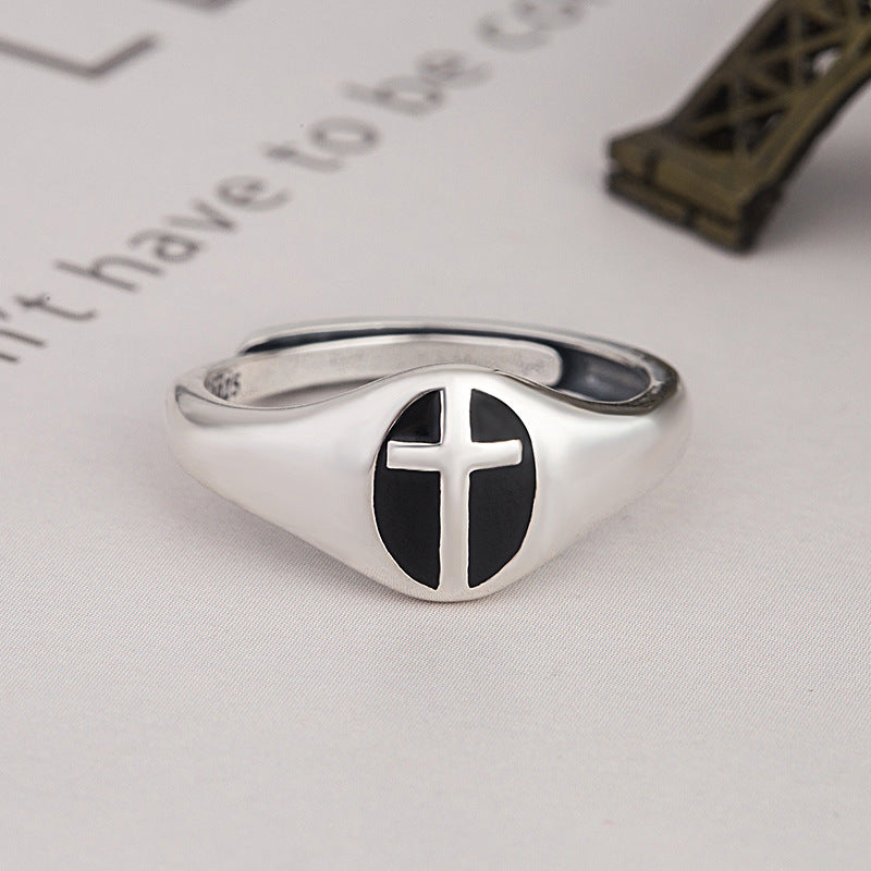 Wholesale Sterling Silver S925 Vintage Punk Style Cross Ring ACC-RS-ChaoXuan001