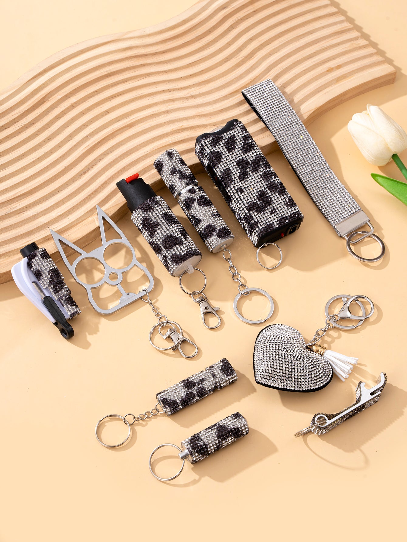Wholesale Outdoor DIY Keychain 11-piece Set Jewelry Accessories Bottle Convenient Keychain Pendant ACCVIP-KC-ZhiYa020