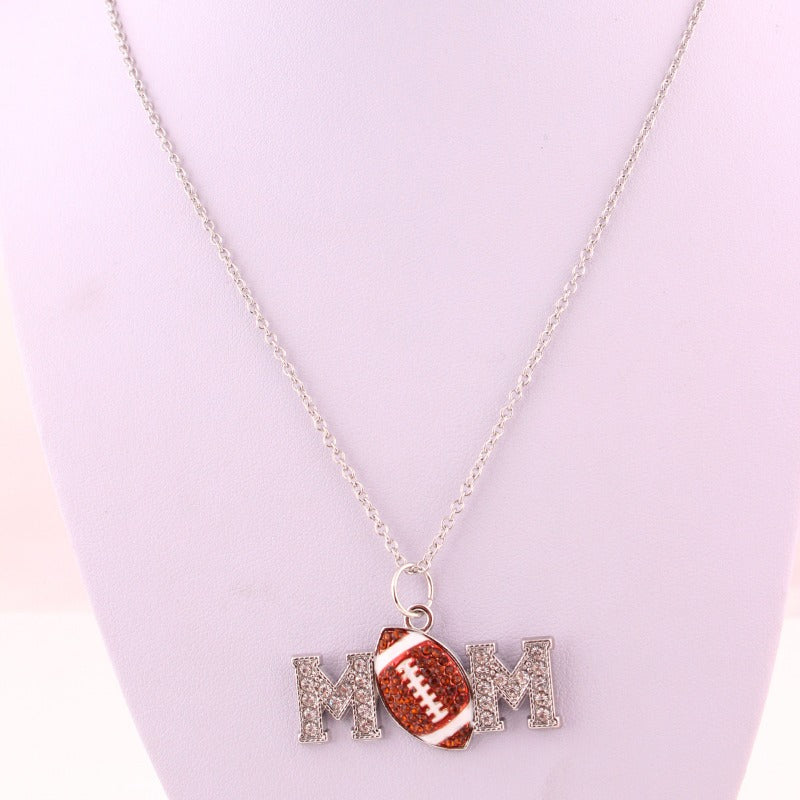Wholesale Mother's Day Gift Football Mom Letter Necklace ACC-NE-Houh003