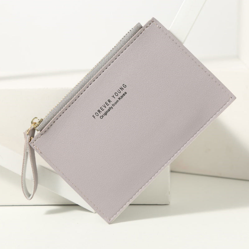 Wholesale solid color mini card holder PU zipper small coin purse