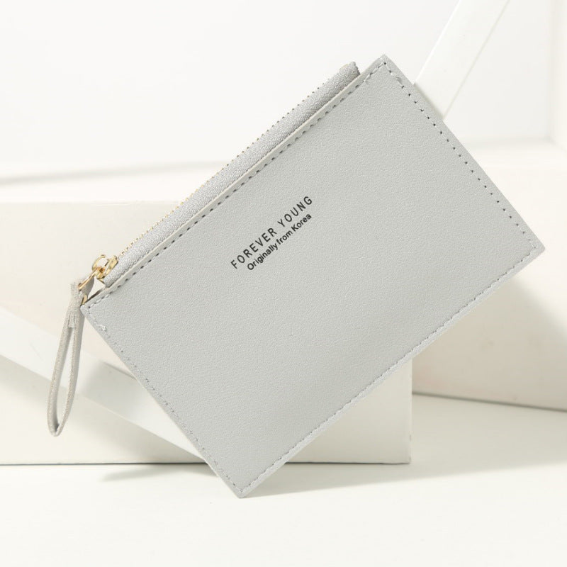 Wholesale solid color mini card holder PU zipper small coin purse