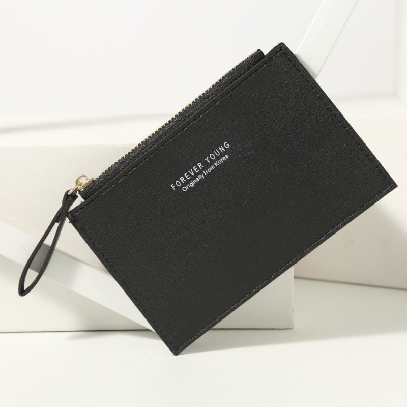Wholesale solid color mini card holder PU zipper small coin purse