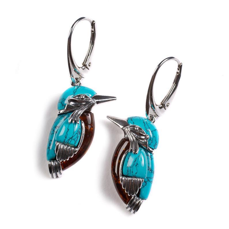 Wholesale Vintage Silver Bird Turquoise Earrings Nature Style Fashion Accessory for Everyday and Boutique Resale