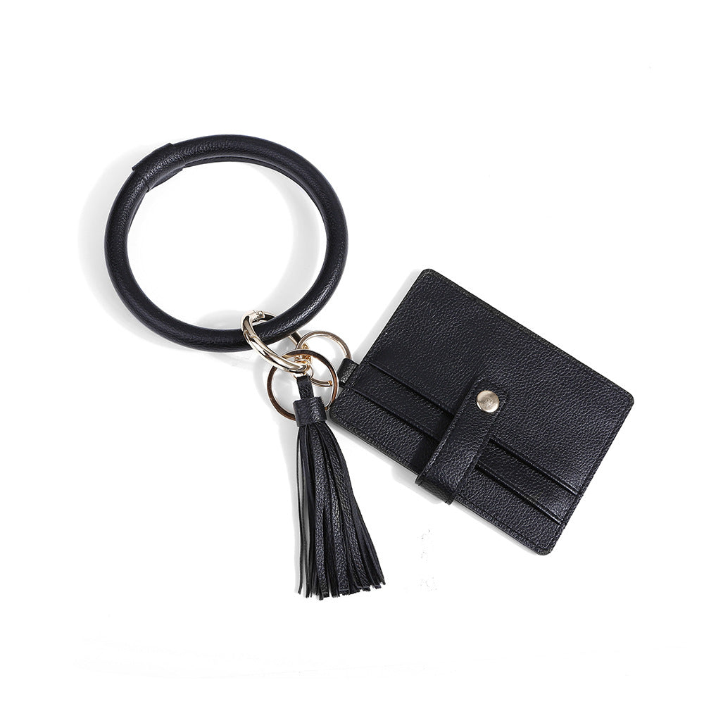 Wholesale PU leather large capacity card holder coin purse bracelet keychain ACC-KC-JM005