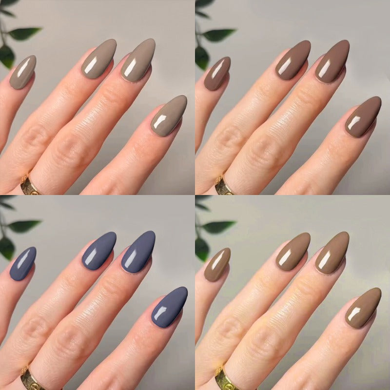 Wholesale 24 Pieces/box Solid Color Shiny Nails Kits Nail Stickers ACC-NS-LeFan133