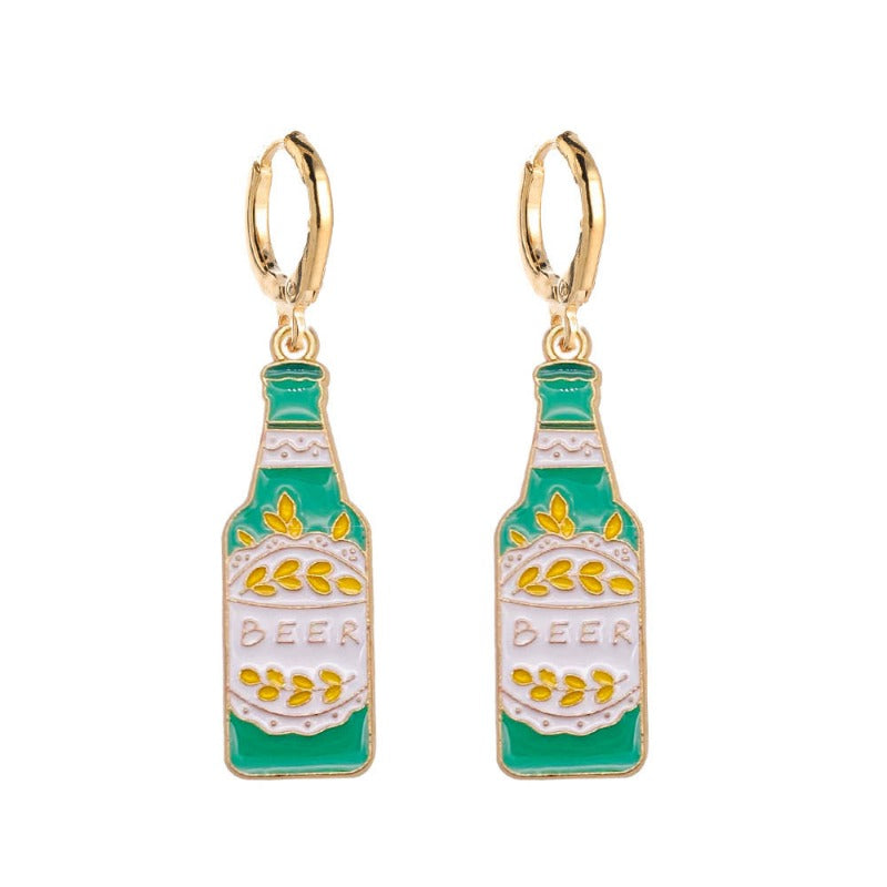Wholesale Mardi Gras Beer Bottle Wine Glass Alloy Earrings ACC-ES-ChenY097