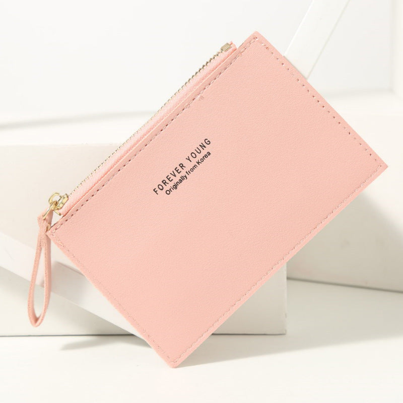 Wholesale solid color mini card holder PU zipper small coin purse