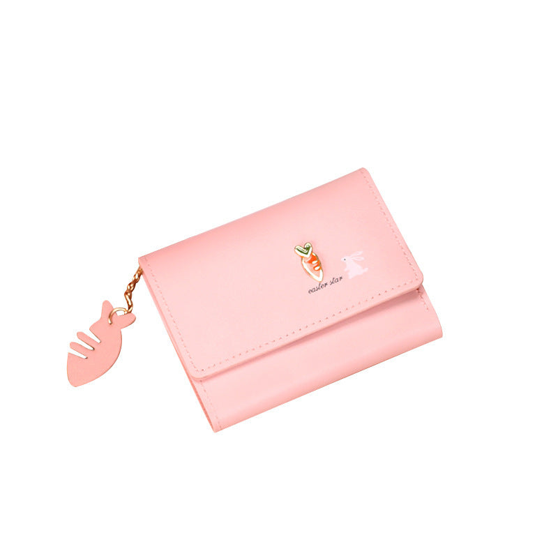 Wholesale Wine Red PU Leather Women Wallet Cute Korean Style Card Holder Coin Purse With Tassel