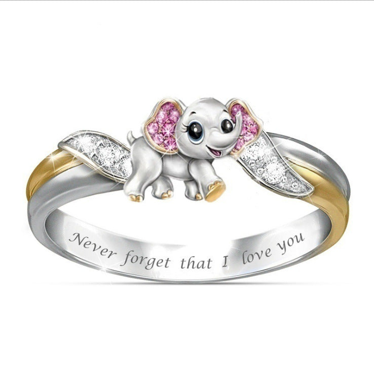 Wholesale Women' s Animal Elephant Geometric Ring,  Alloy Electroplated Fashion Jewelry