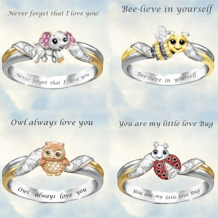 Wholesale Women' s Animal Elephant Geometric Ring,  Alloy Electroplated Fashion Jewelry