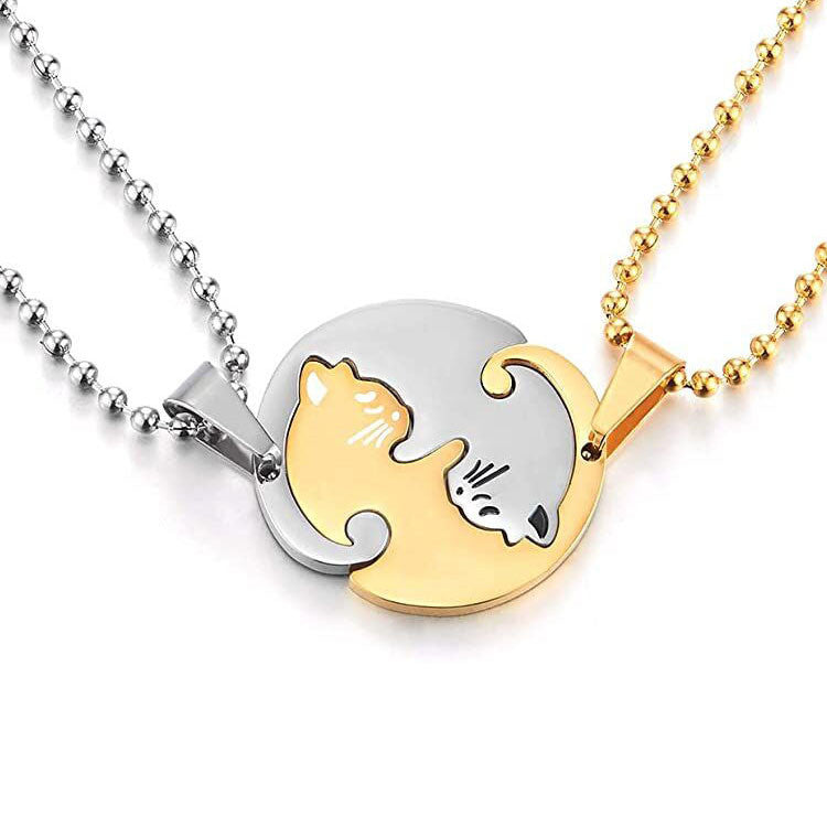 Wholesale  Titanium Steel Necklace Cat Couple Necklaces