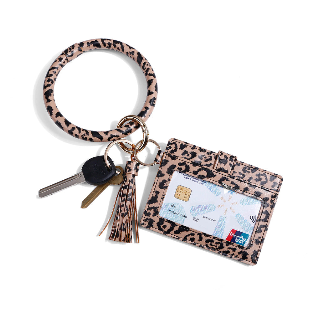 Wholesale PU leather large capacity card holder coin purse bracelet keychain ACC-KC-JM005