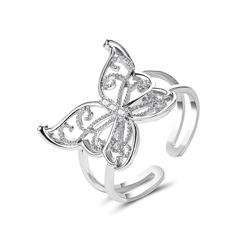 Wholesale  Hollow Butterfly Light Luxury Open Ring