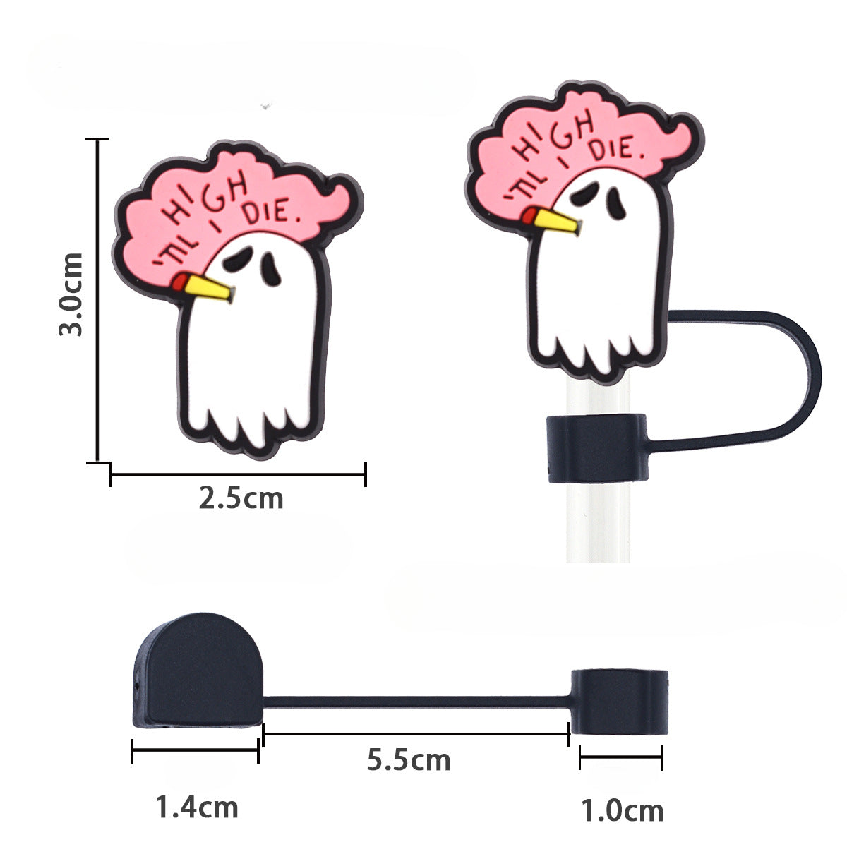 Wholesale Random 100pcs Straw Tube Cap Cartoon Cute Ghost Straw Cover ACC-SCR-RYY057