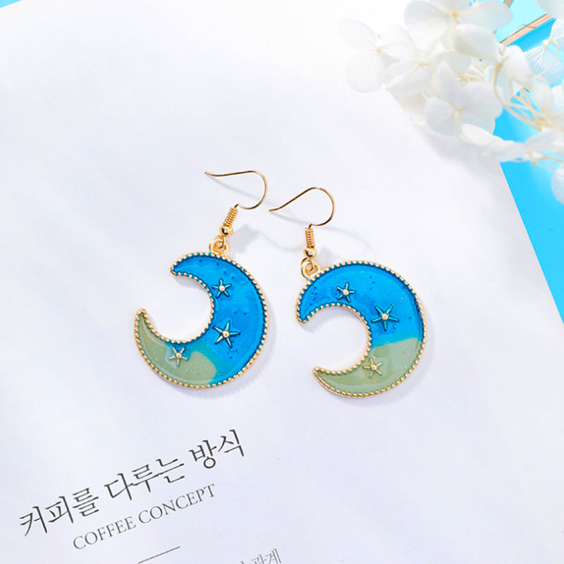 Wholesale Blue Starry Sky Planet Earrings Long Metal Earrings ACC-ES-Lvgong006