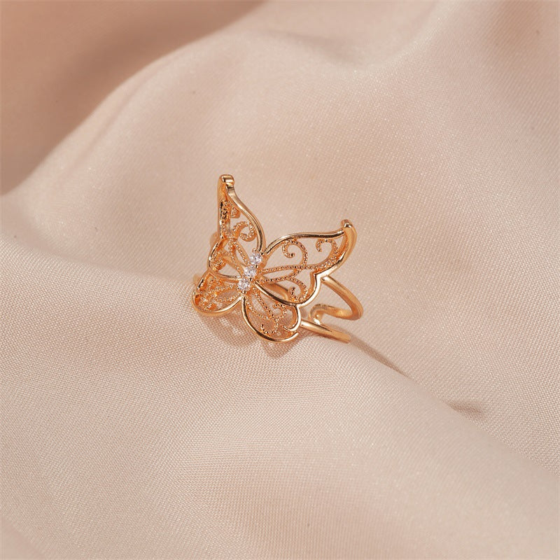 Wholesale  Hollow Butterfly Light Luxury Open Ring