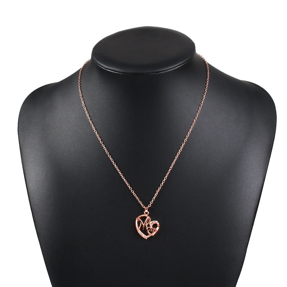Wholesale MOM Heart Shaped Alloy Necklace Heart Necklace Mother's Day ACC-NE-XianDi002
