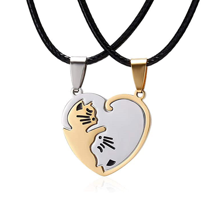 Wholesale  Titanium Steel Necklace Cat Couple Necklaces