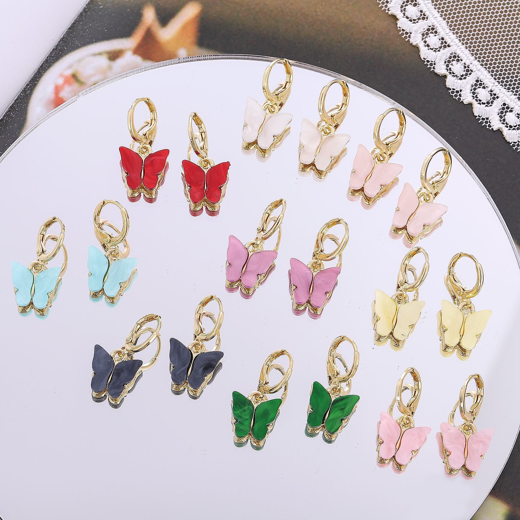 Wholesale Colorful Acrylic Butterfly Earrings ACC-ES-CMi021