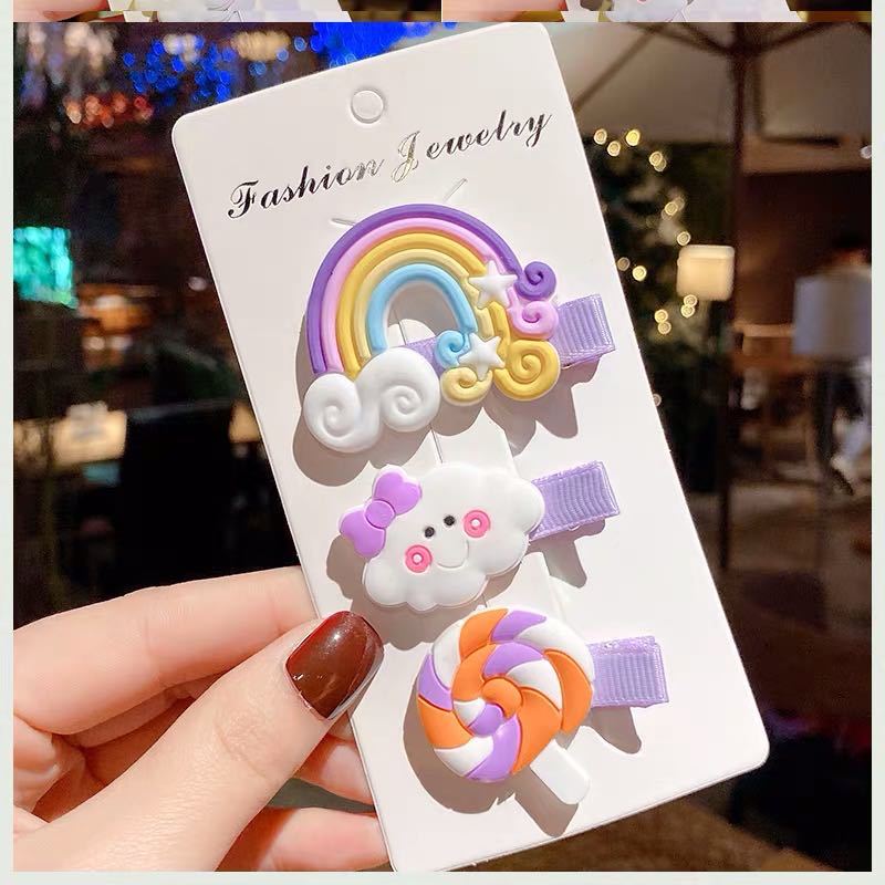 Wholesale Rainbow cute cloud lollipop side clip duckbill clip side clip Hair Clips