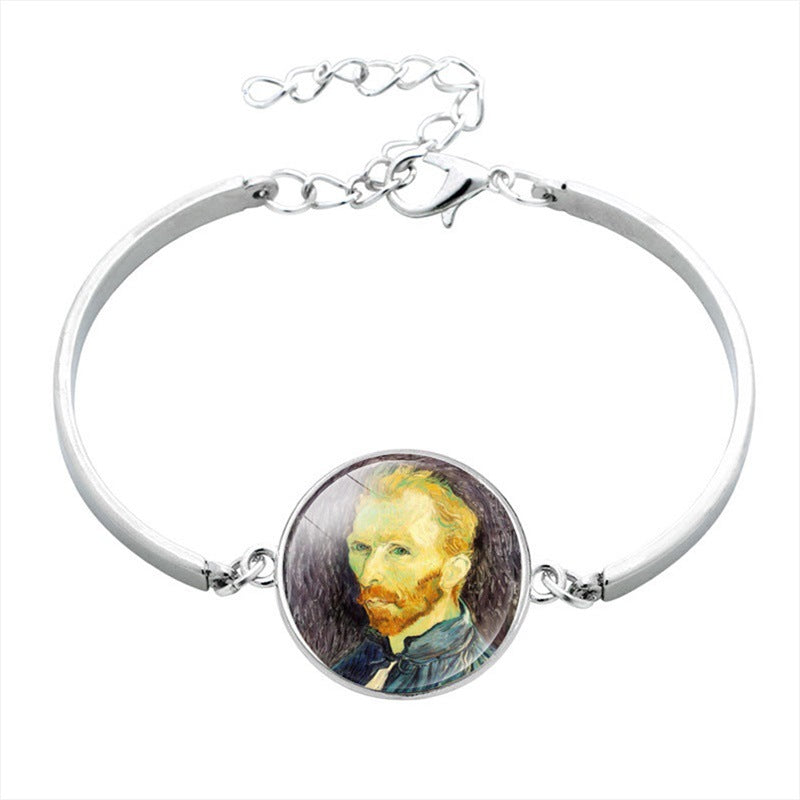 Wholesale Van Gogh Painting Iris Flower Sunflower Gemstone Alloy Bracelet ACC-BT-NingHe001