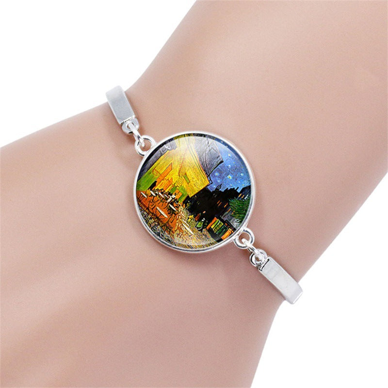 Wholesale Van Gogh Painting Iris Flower Sunflower Gemstone Alloy Bracelet ACC-BT-NingHe001