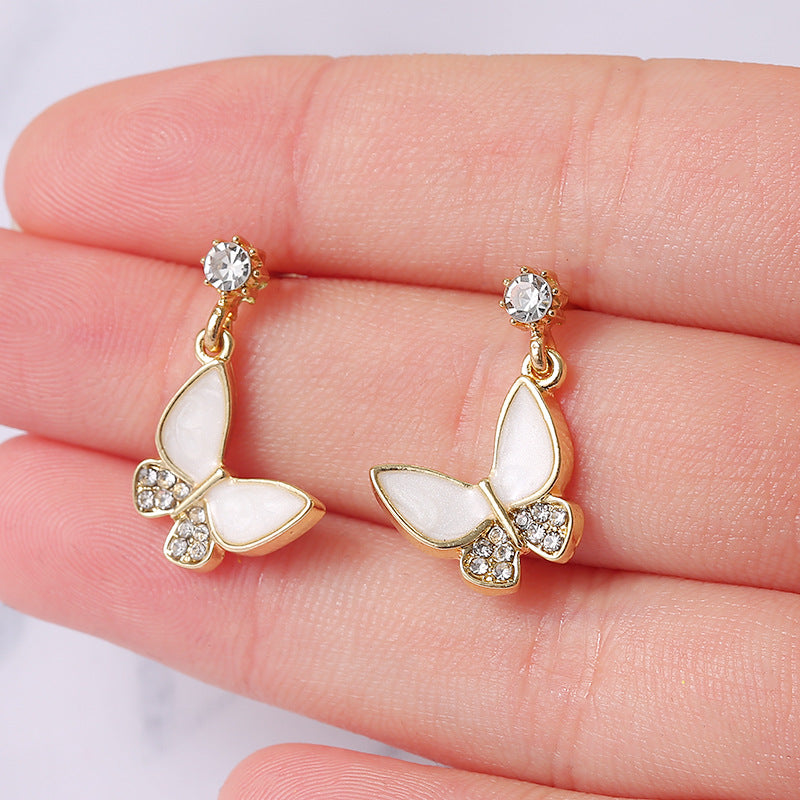 Wholesale Shell Butterfly 925 Silver Needle Alloy Earrings ACC-ES-MDD010