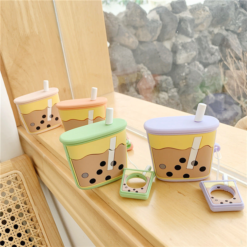 Wholesale 3D Pearl Milk Tea Cup Soft Silicone Wireless Bluetooth Headphone Cover Earphone Case ACC-EPC-CXM001