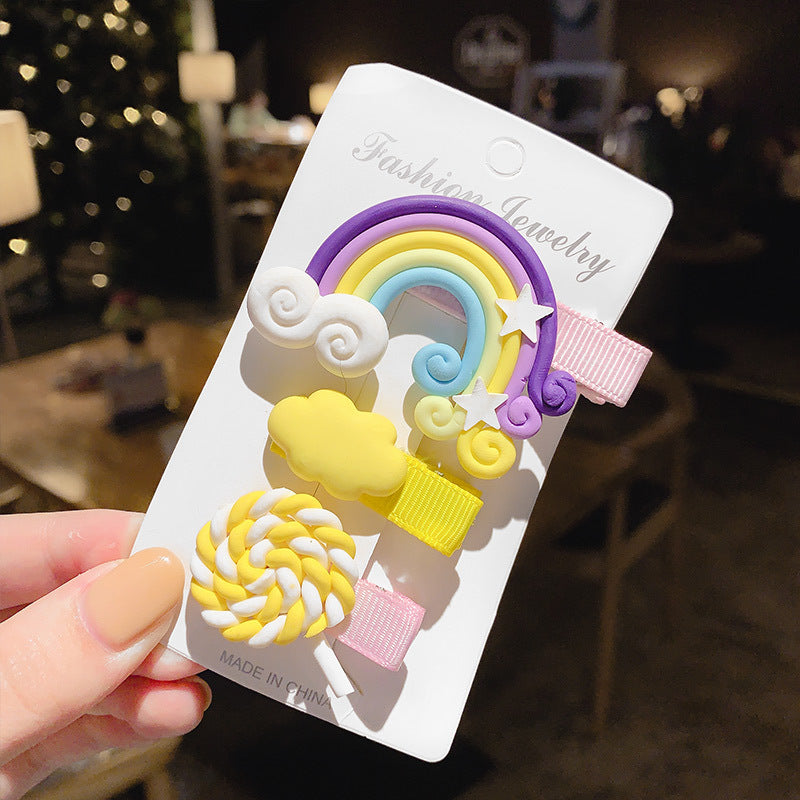 Wholesale Rainbow cute cloud lollipop side clip duckbill clip side clip Hair Clips
